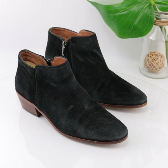 Sam Edelman Womens Petty Boot Size 9.5 Black Suede Bootie Block Heel Boho Comfy - Picture 2 of 11